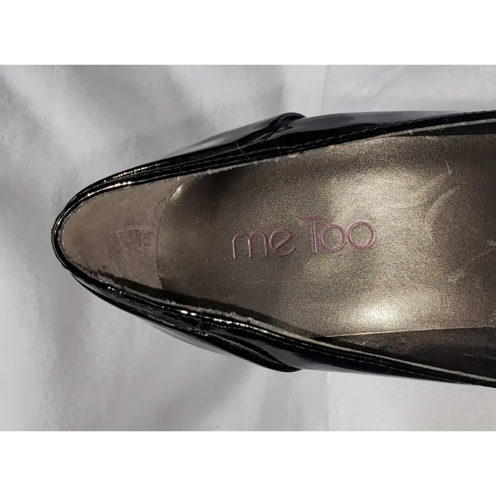Me Too Black Patent Leather Heels 7 Office Siren 90s Minimalist Fairy Chunky